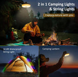 2-in-1 Stowable 10M String Light + Tent Lights