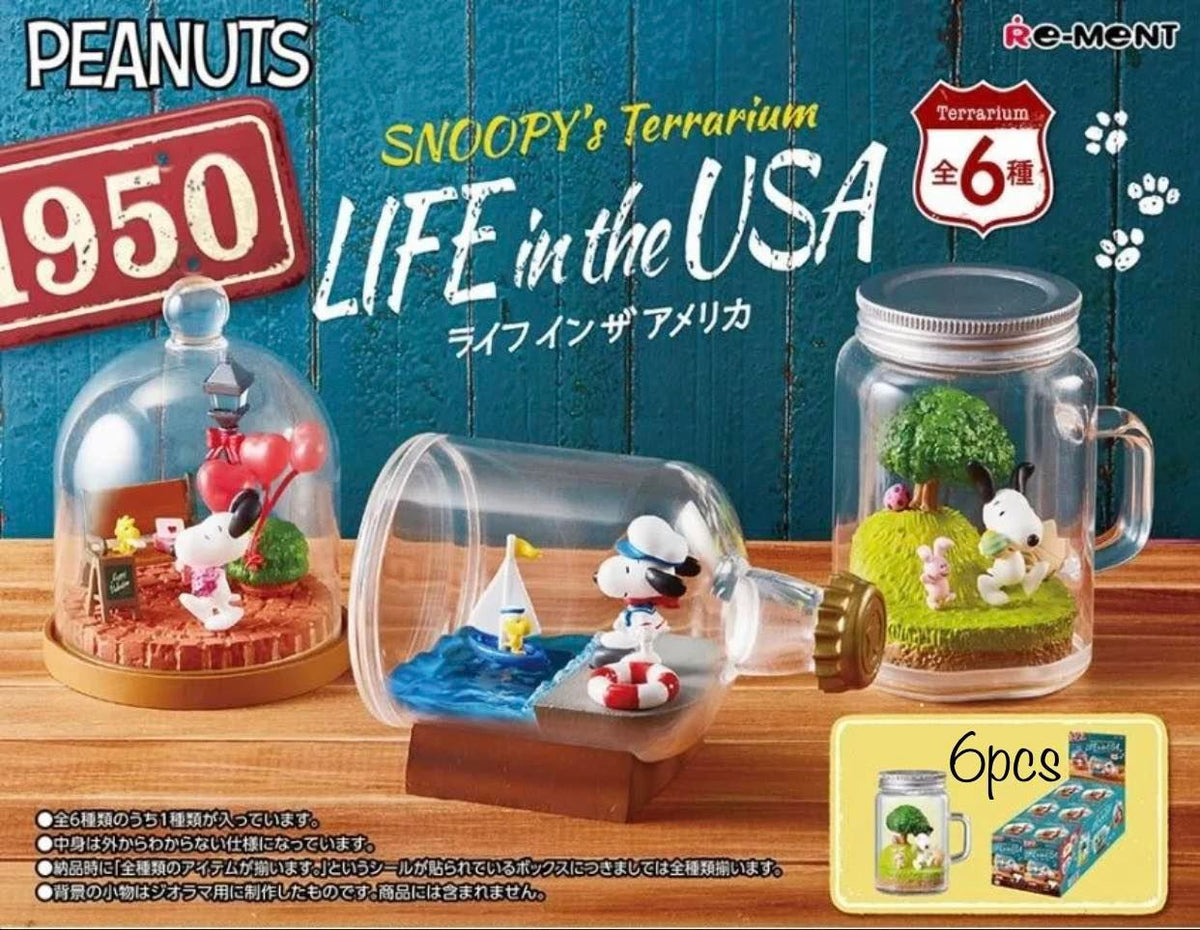 Re-Ment Miniature Peanuts Snoopy Terrarium Life in the USA Full Set ...