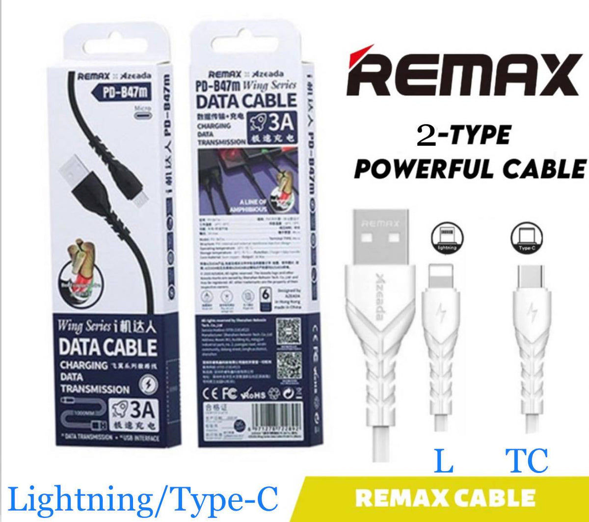 REMAX x AZEADA Wing Series 3A Charging + Data Cable | Type-C / Lightni ...